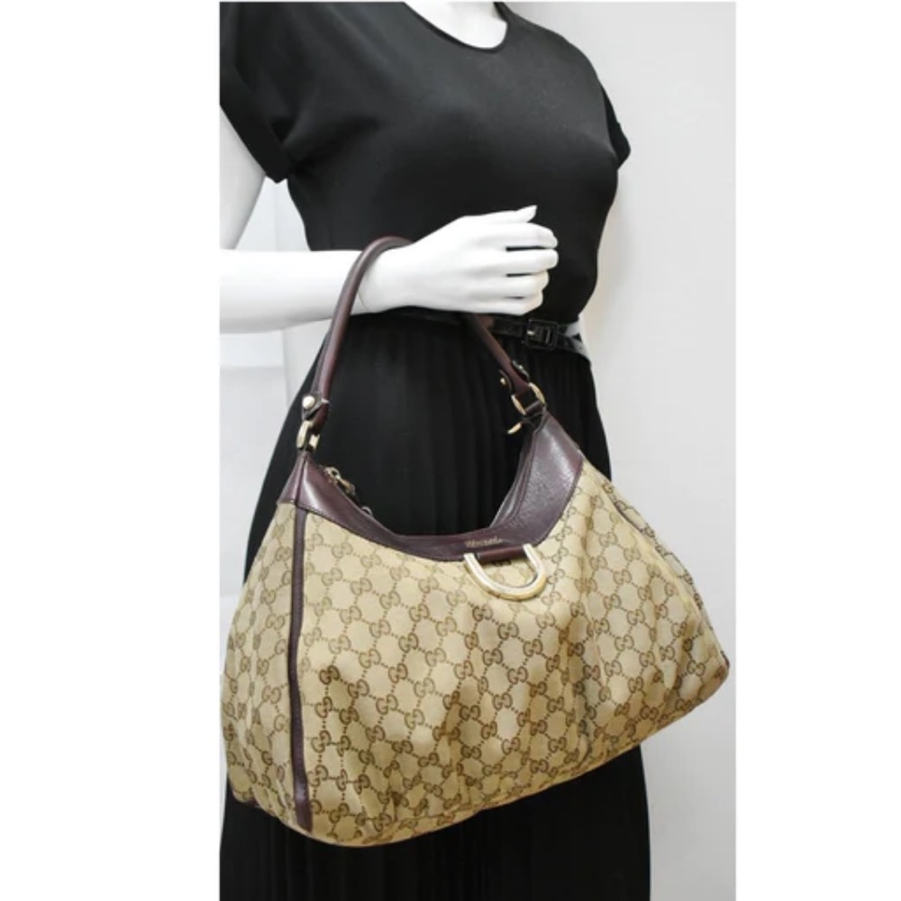 💯 AUTHENTIC GUCCI Canvas D-Ring Shoulder Bag - Picture 7 of 8